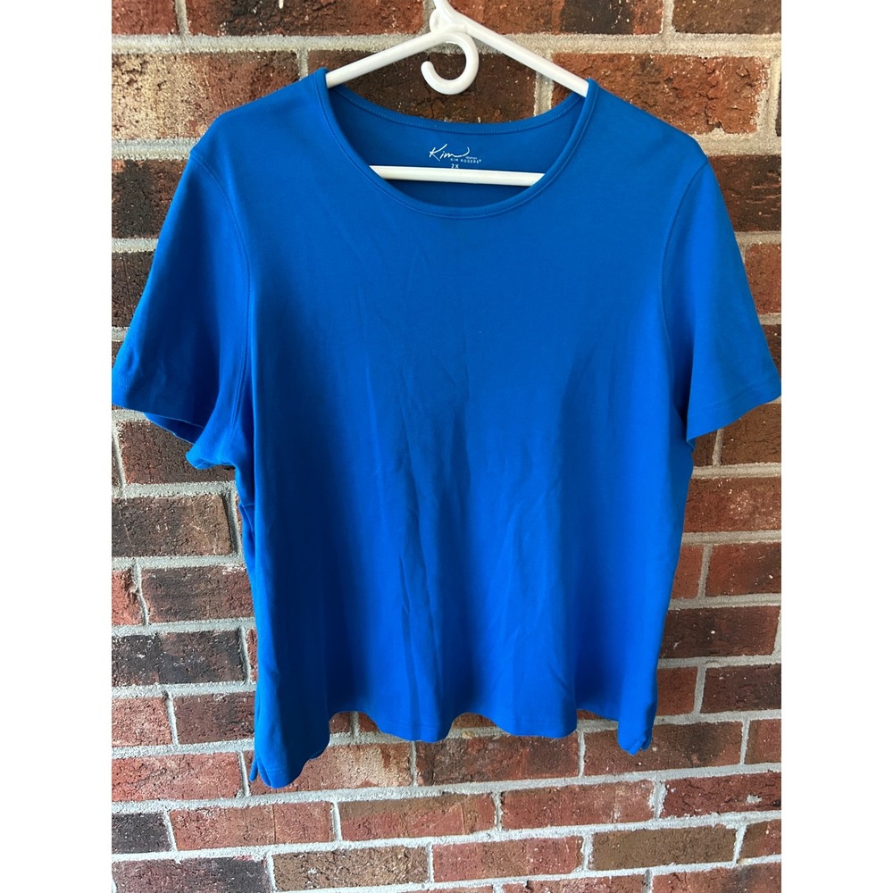Kim Rogers Woman Royal Blue Short Sleeve Cotton Tee Shirt Plus Size 2X